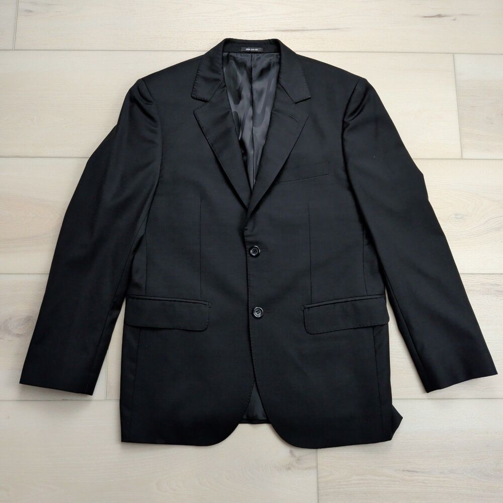 Mattarazi Uomo Wool Cashmere Blazer Sport Coat Mens 46R Super 150's Black Jacket
